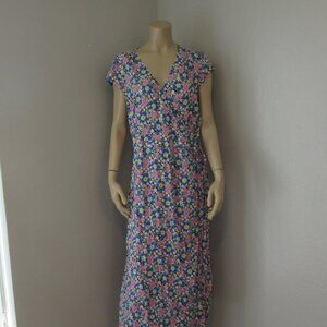 J. CREW Blue Floral XL Sleeveless Midi Wrap Around Dress